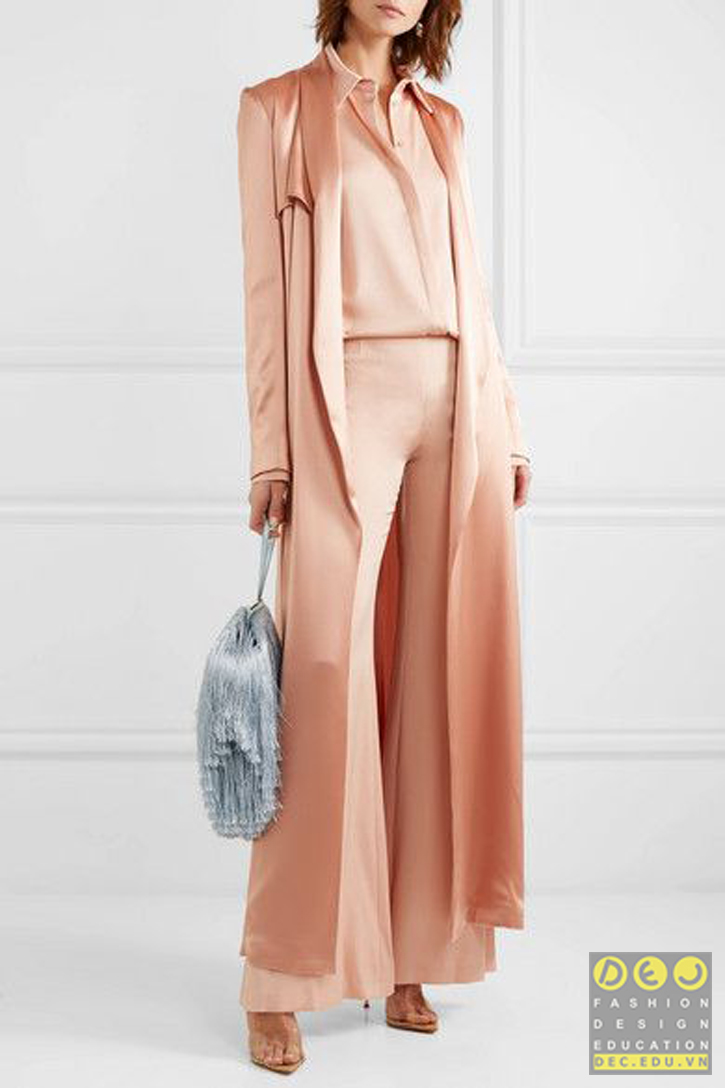 Áo choàng vải satin kết hợp cả quần và áo vải satin