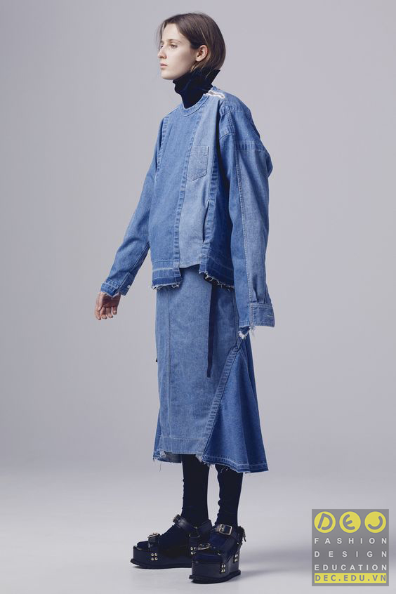Vải Denim trong bộ sưu tập Sacai Pre-Fall 2016 Vải Denim trong bộ sưu tập Sacai Pre-Fall 2016