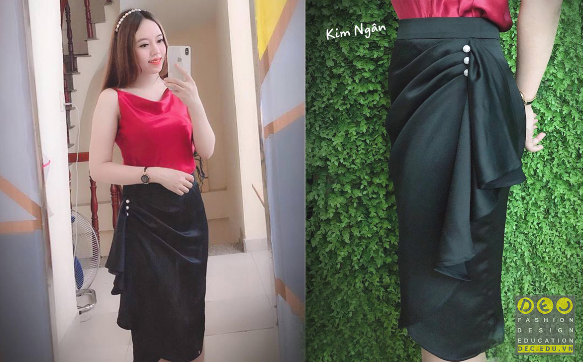 Sản phẩm đầu tay của mình trong khoá học cắt may ở DEC