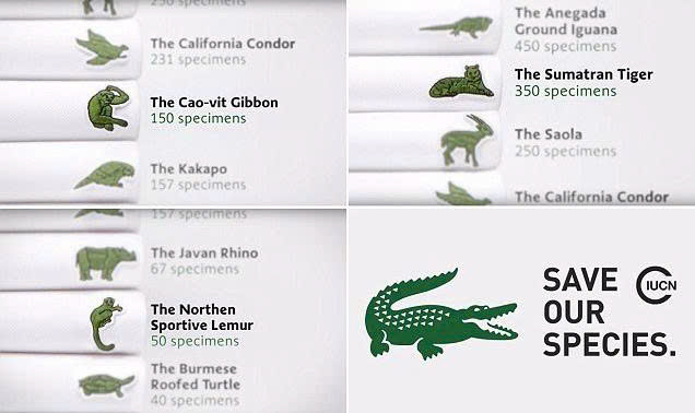 lacoste thay đổi logo trong dự án bảo tồn động vật hoang dã