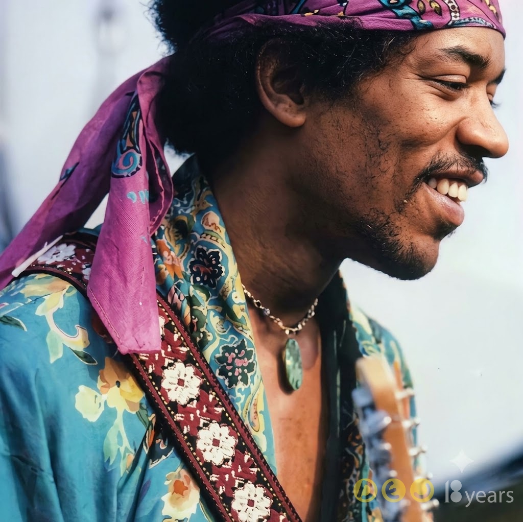 Ca sĩ Jimi Hendrix thắt khăn bandana Jimi Hendrix