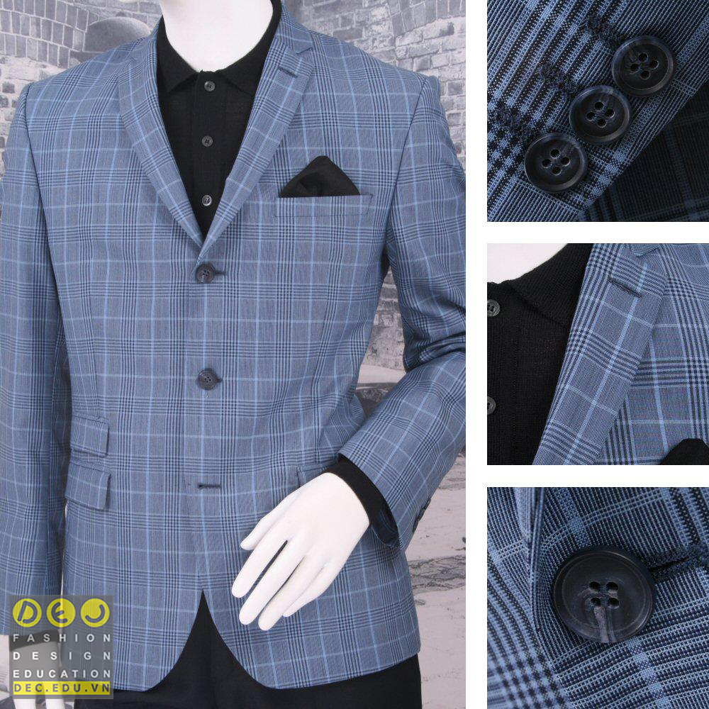 Áo khoác blazer với 3 khuy và túi nắp Áo khoác blazer với 3 khuy và túi nắp